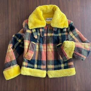 90’s faux fur yellow jacket